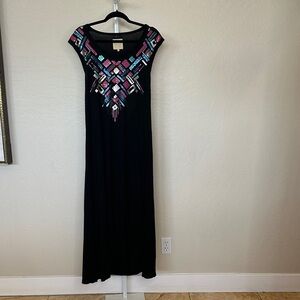 NWT Sm Chaser Embellished drape back maxi inca embellishments